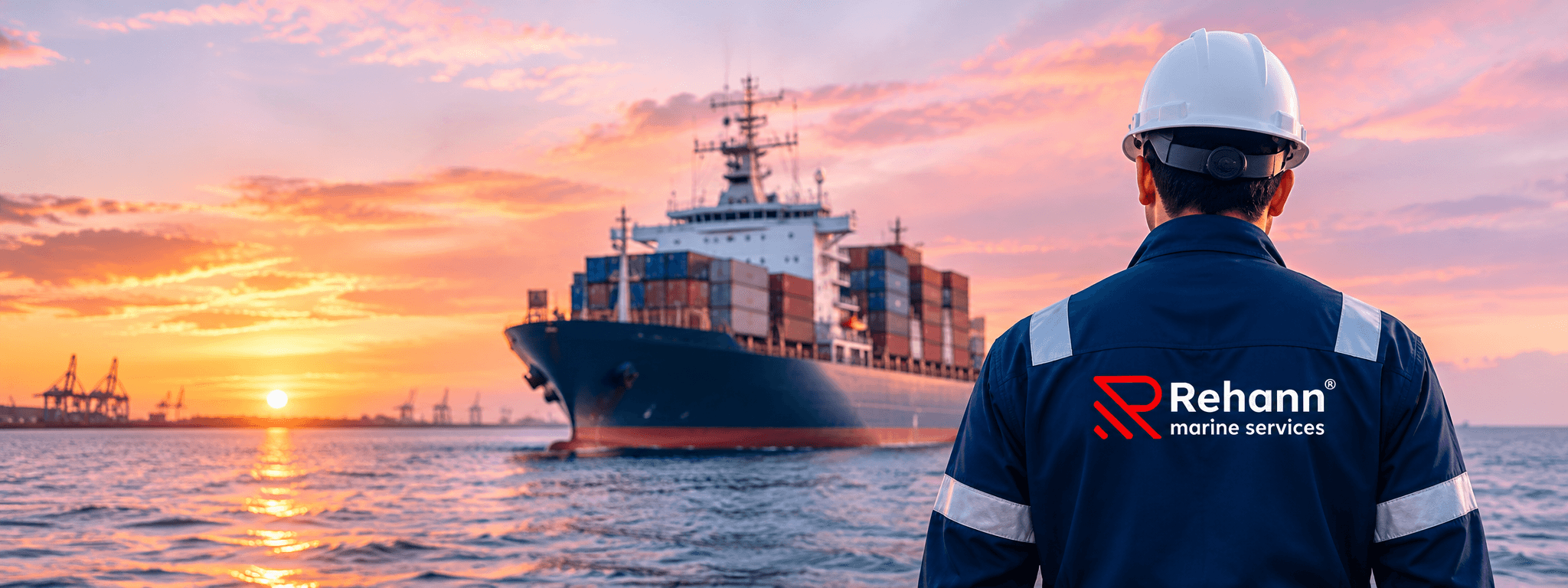 Rehann custom marine workwear team beside a vessel